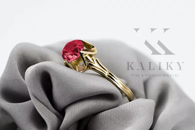 Винтидж Пръстен Рубин 14K жълто злато vrc023y